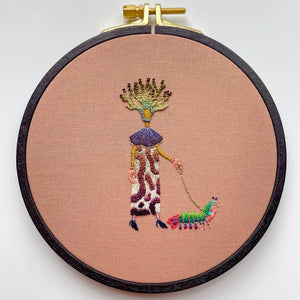 Six hand embroidered pieces